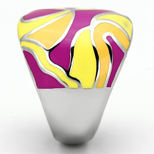 TK834 - High polished (no plating) Stainless Steel Ring with Epoxy in Multi Color-3