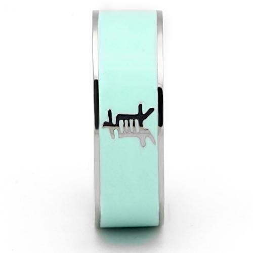 TK836 - High polished (no plating) Stainless Steel Ring with Epoxy in Turquoise Alamode