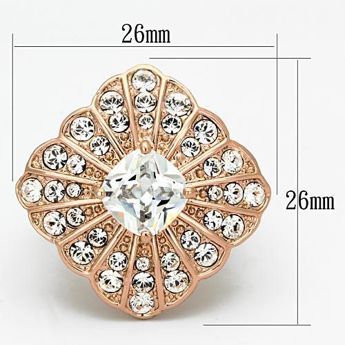 TK866 - IP Rose Gold(Ion Plating) Stainless Steel Ring with AAA Grade CZ in Clear-1
