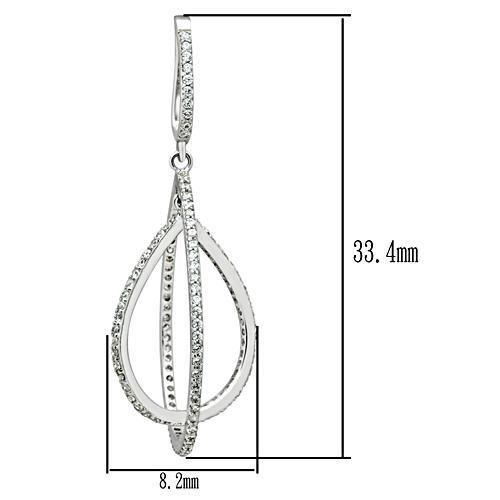 TS055 - Rhodium 925 Sterling Silver Earrings with AAA Grade CZ in Clear-1