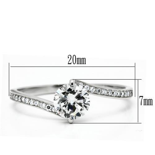 TS057 - Rhodium 925 Sterling Silver Ring with AAA Grade CZ in Clear Alamode