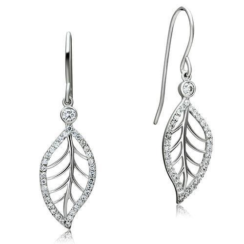 TS068 - Rhodium 925 Sterling Silver Earrings with AAA Grade CZ in Clear-1