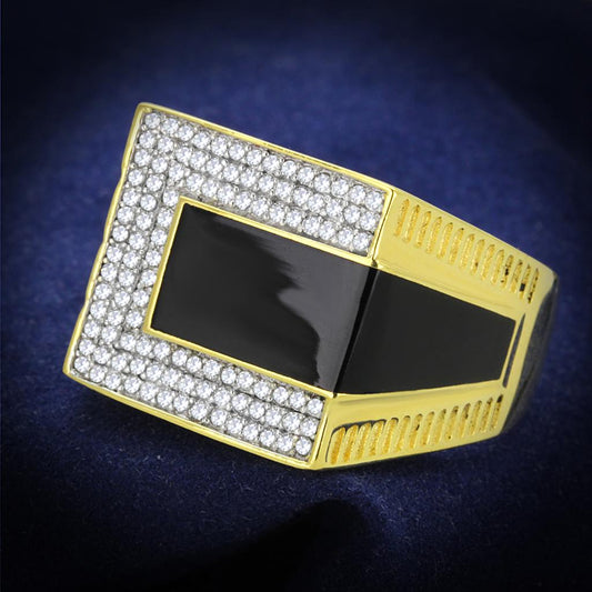 TS245 - Gold+Rhodium 925 Sterling Silver Ring with AAA Grade CZ in Clear Alamode