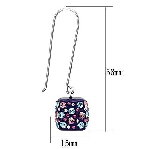 VL089 - High polished (no plating) Stainless Steel Earrings with Top Grade Crystal in Multi Color-1