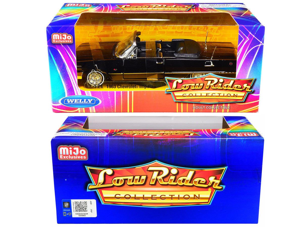 1963 Chevrolet Impala SS Convertible Black "Low Rider Collection" 1/24 Diecast Model Car by Welly Welly