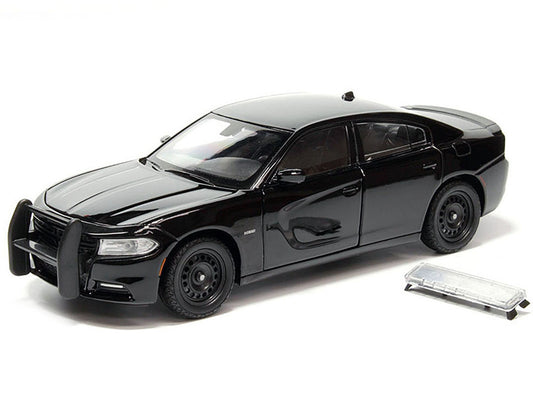 2016 Dodge Charger Pursuit Police Interceptor Black Unmarked "Police Pursuit" Series 1/24 Diecast Model Car by Welly-1