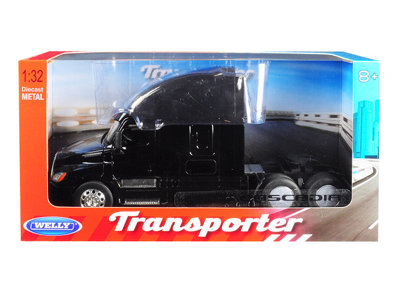 Freightliner Cascadia Truck Black "Transporter" 1/32 Diecast Model by Welly Welly
