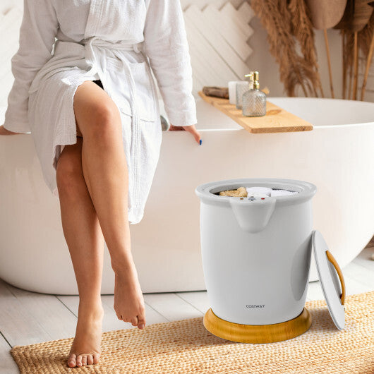 Costway Towel Warmer Bucket with Fragrance Holder and Auto Shut-Gray W2B