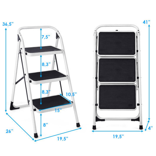 Costway Folding 3-Step Ladder with Handgrip and Anti-Slip Platform W2B