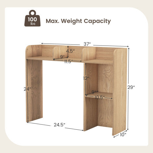 Costway 3-Tier Multipurpose Desk Bookshelf with 4 Shelves-Natural W2B