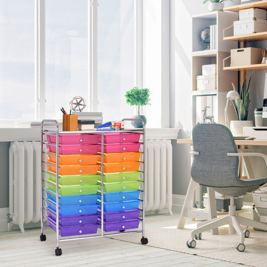 Costway 20 Drawers Storage Rolling Cart Studio Organizer-Multicolor W2B