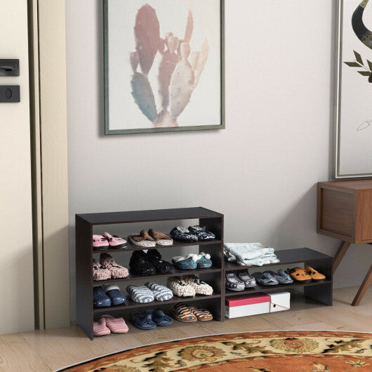 Costway 3 Pieces 31-Inch Stackable Multi-Shape Shoe Rack-Brown W2B
