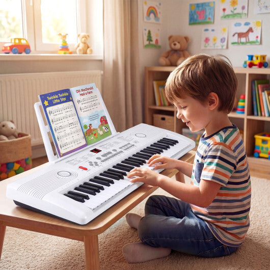 Costway 61 Key Electric Portable Digital Keyboard Piano for Beginner-White W2B