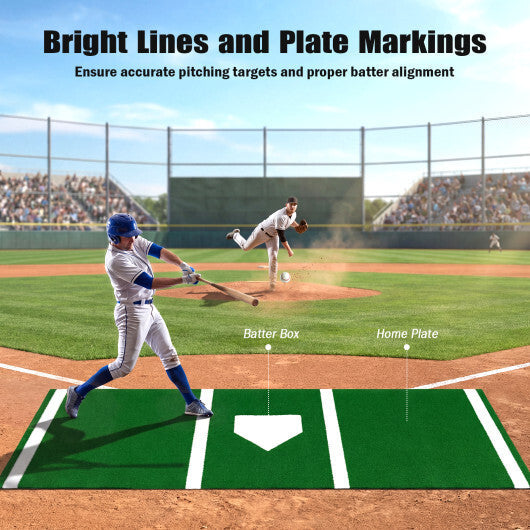 Costway Softball Pitching Mat with Pitching Mound Anti-Fade Turf & Anti-Slip Foam Backing Green W2B