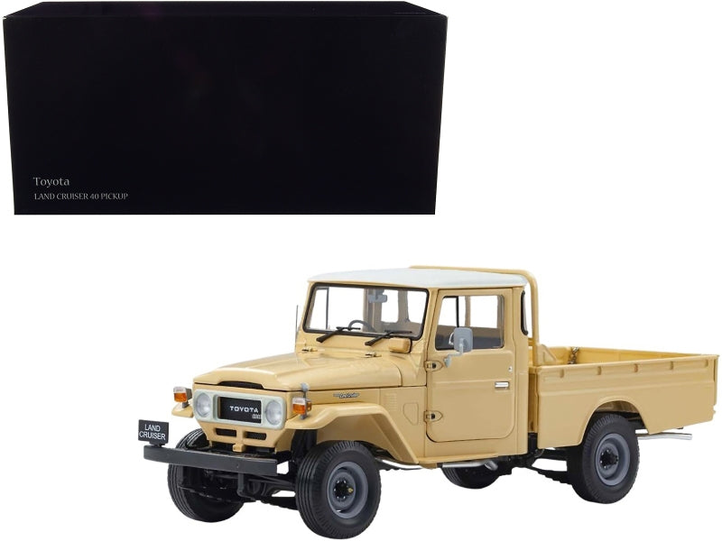 Toyota Land Cruiser 40 RHD (Right Hand Drive) Pickup Truck Beige with Matt White Top 1/18 Diecast Model Car by Kyosho Kyosho