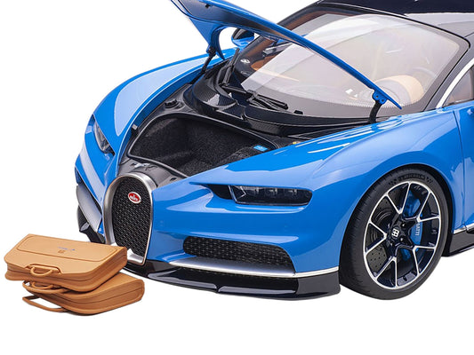 Bugatti Chiron French Racing Blue and Atlantic Blue 1/12 Model Car by Autoart