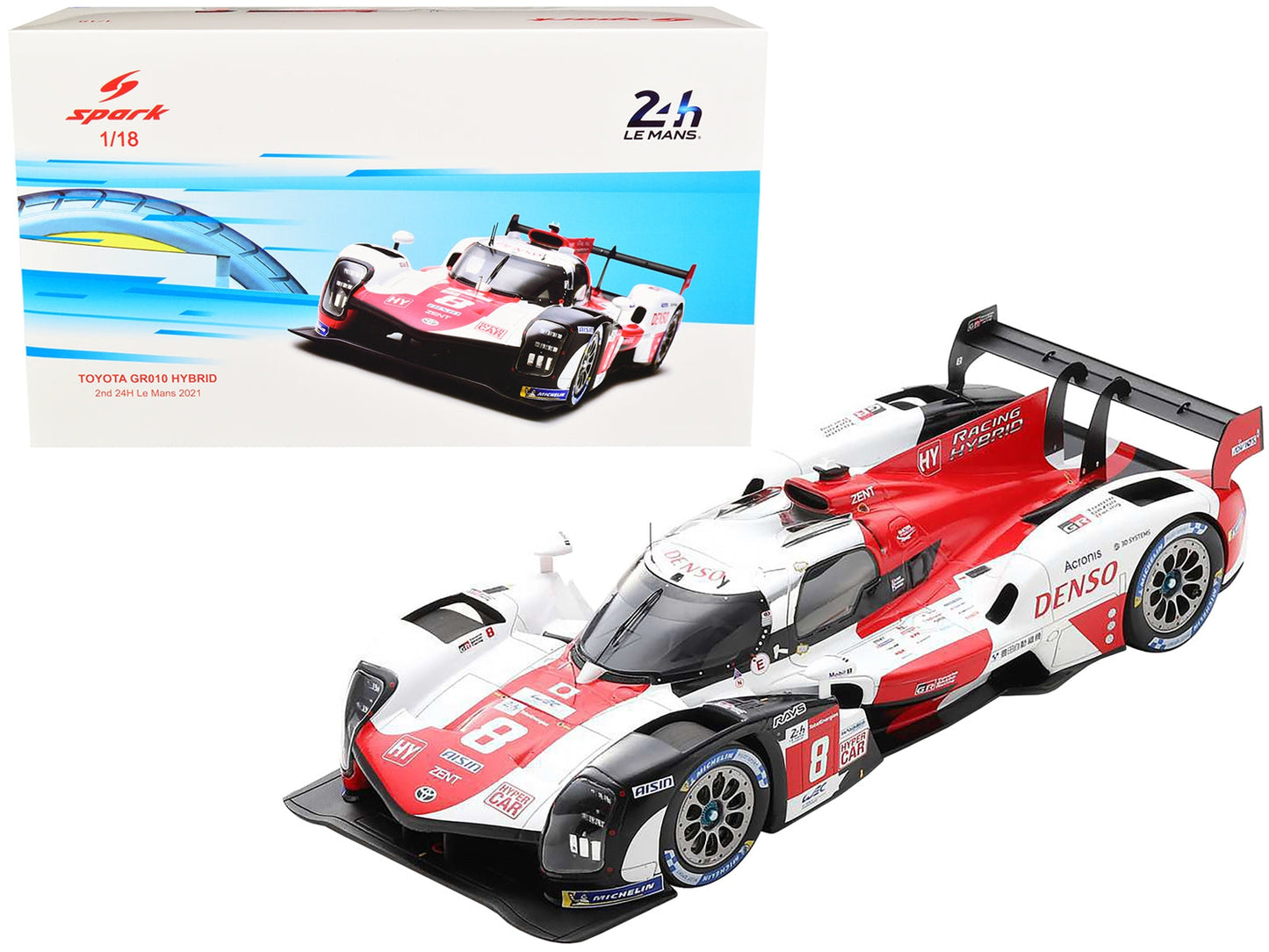 Toyota GR010 Hybrid #8 Sebastien Buemi - Kazuki Nakajima - Brendon Hartley "Toyota Gazoo Racing" 2nd Place 24 Hours of Le Mans (2021) 1/18 Model Car by Spark Spark