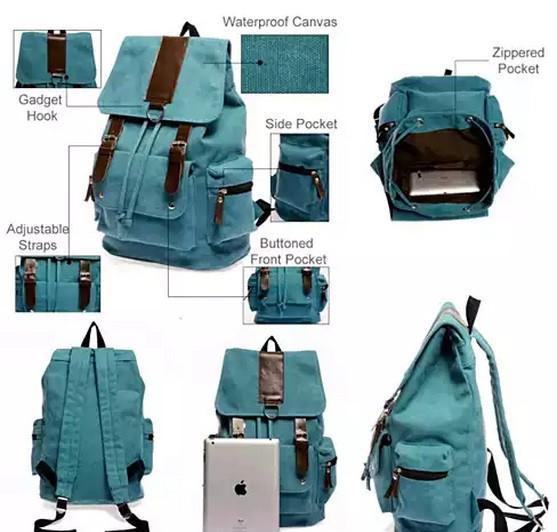 Back To Campus Canvas Backpack In 4 Colors W2B