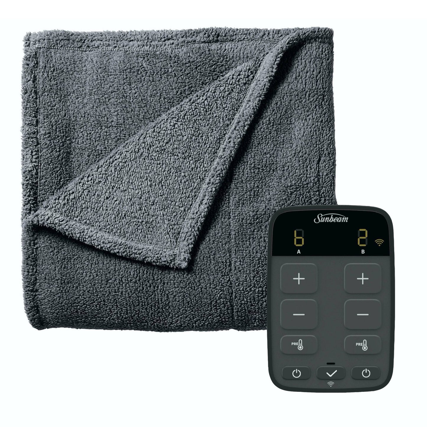 Sunbeam Queen Size Electric Lofttec Heated Blanket in Slate with Wi-Fi Connection Sunbeam