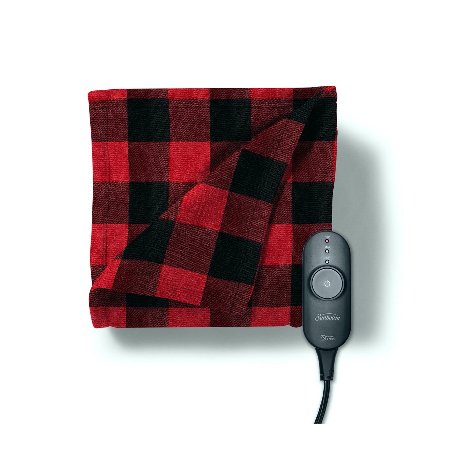 Sunbeam Electric Heated Plaid Fleece Throw with Push Button Control Sunbeam