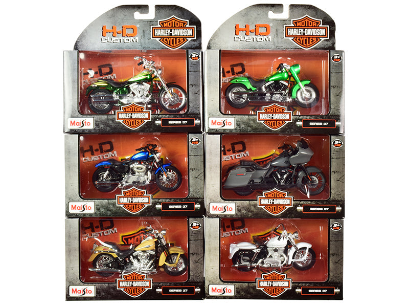 Harley-Davidson Motorcycles 6 piece Set Series 37 1/18 Diecast Models by Maisto Maisto