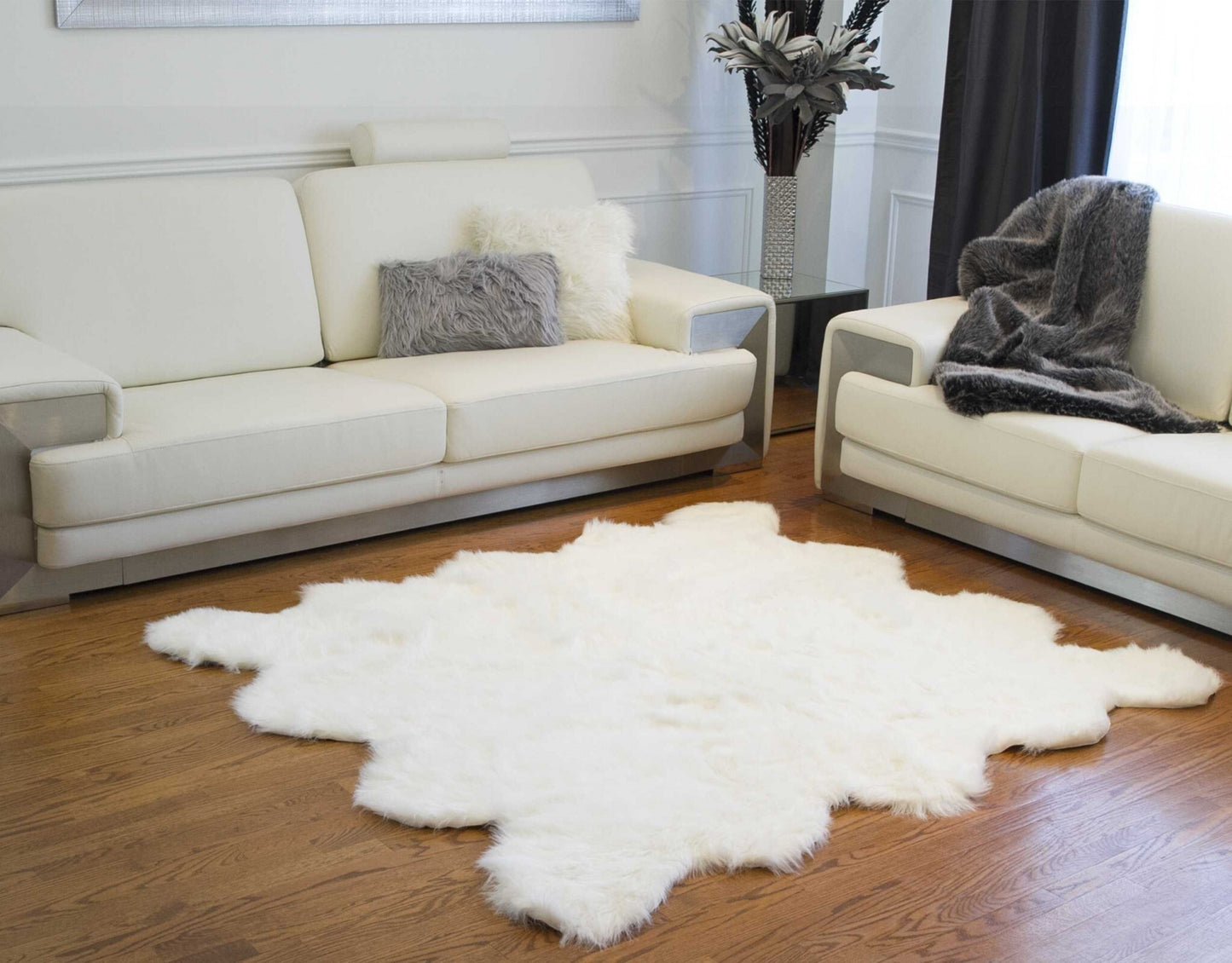 72" x 72" x 1.5" Off White Octo Faux Sheepskin - Area Rug
