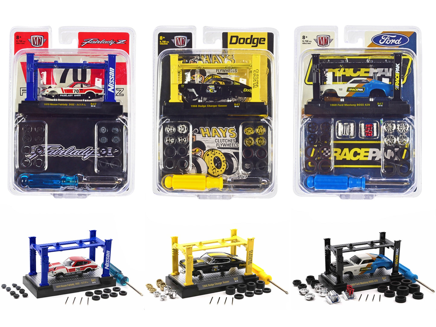 Model Kit 3 piece Car Set Release 47 Limited Edition to 9750 pieces Worldwide 1/64 Diecast Model Cars by M2 Machines