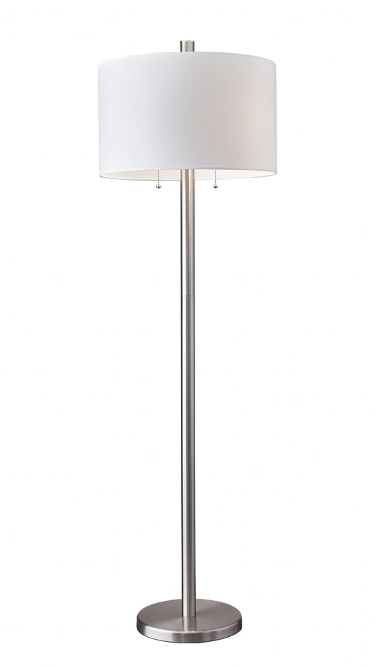 Classic Steel with Double Bulb and White Shade Floor Lamp homeroots lighting