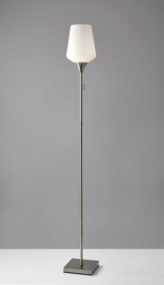 Brushed Steel Floor Lamp With White Opal Wine Glass Shade homeroots lighting