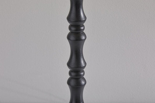 Black Natural Boho Turned Base Table Lamp