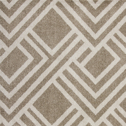 7'x10' Beige Machine Woven UV Treated Geometric Indoor Outdoor Area Rug homeroots home decor
