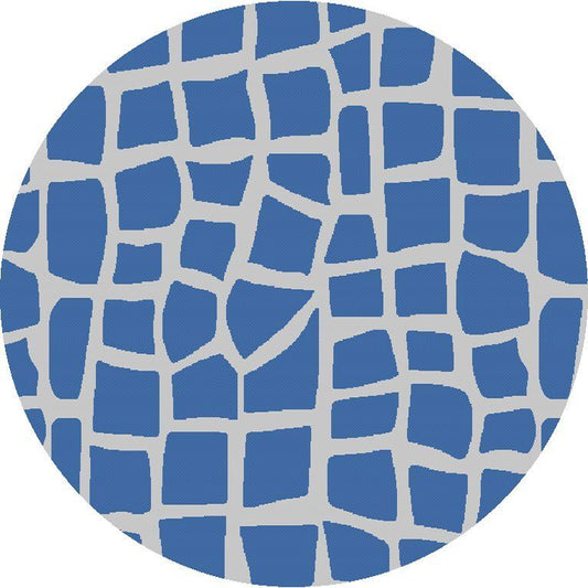 8' Blue Grey Machine Woven UV Treated Animal Print Indoor Outdoor Round Area Rug homeroots home decor