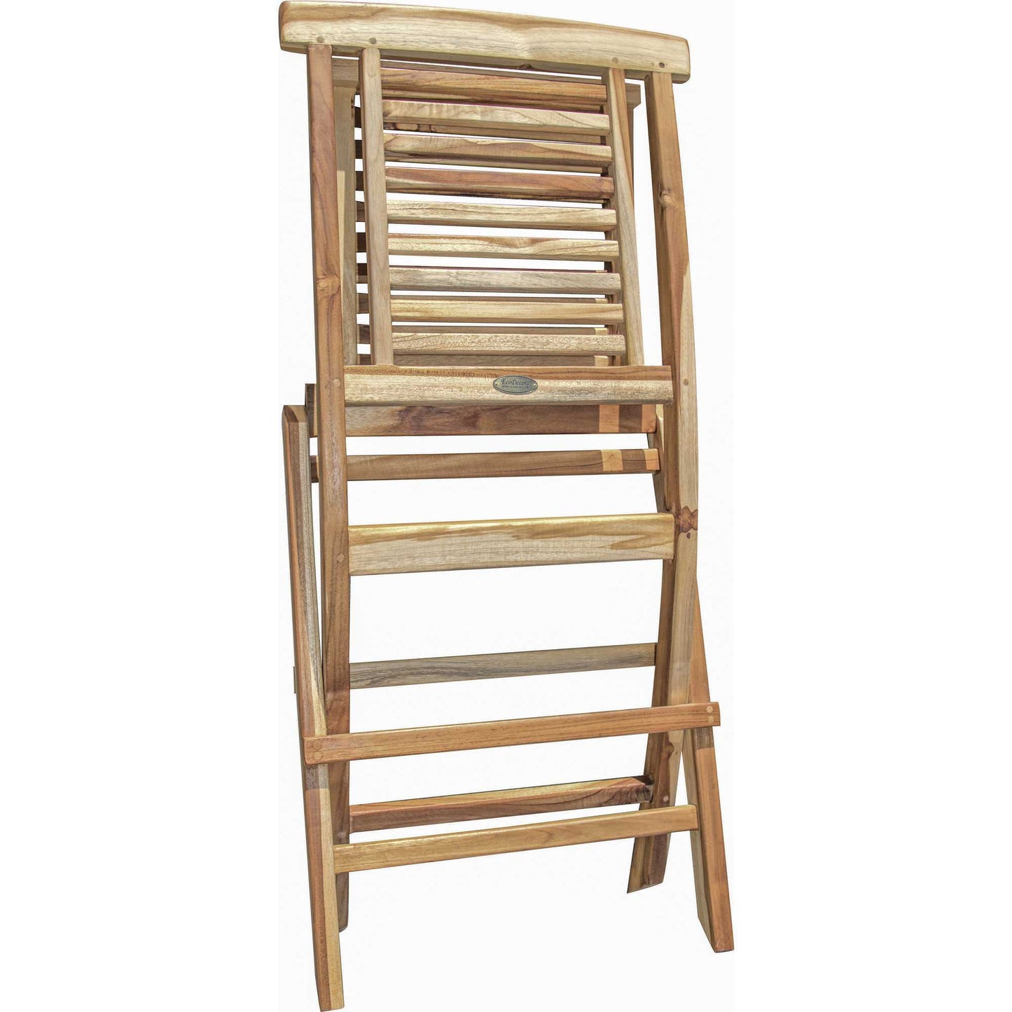 Compact Teak Folding Chair wStraight Design in Natural Finish