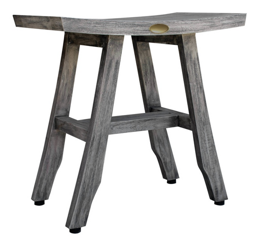 Compact Contemporary Teak Shower Stool in Gray Finish homeroots outdoors