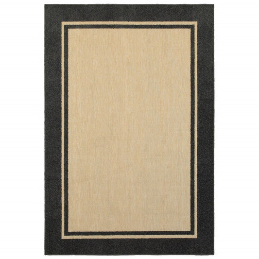 6' x 9' Sand and Black Border Indoor Outdoor Area Rug homeroots outdoors