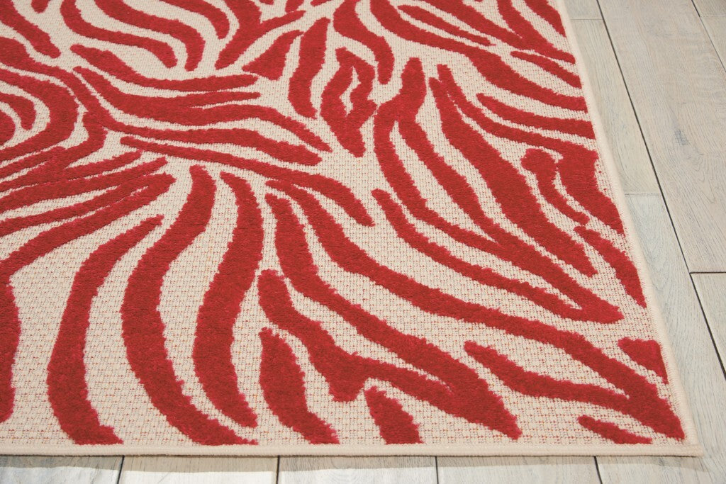 5' x 8' Red Zebra Pattern Indoor Outdoor Area Rug