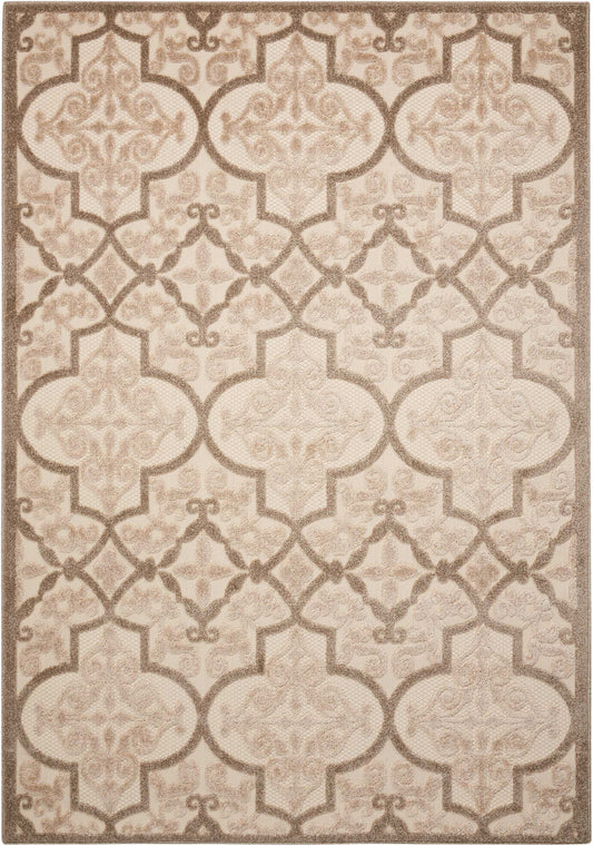 8' x 11' Cream and Beige Trellis Indoor Outdoor Area Rug
