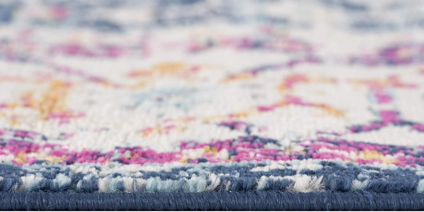 2' x 15' Navy Traditional Decorative Runner Rug