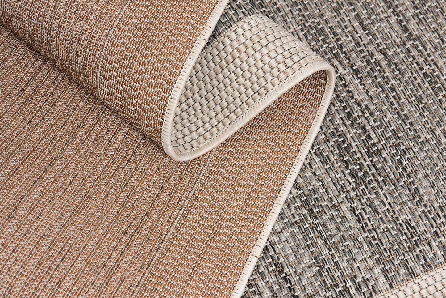 3' x 10' Sand and Gray Distressed Border Area Rug