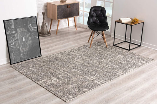 3' x 8' Ivory and Gray Modern Weathered Runner Rug