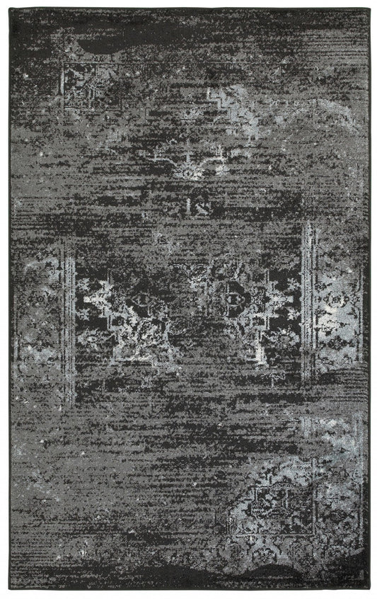 8' x 10' Black and Gray Distressed Area Rug homeroots home decor
