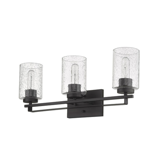 Bronze Metal and Textured Glass Three Light Wall Sconce homeroots lighting
