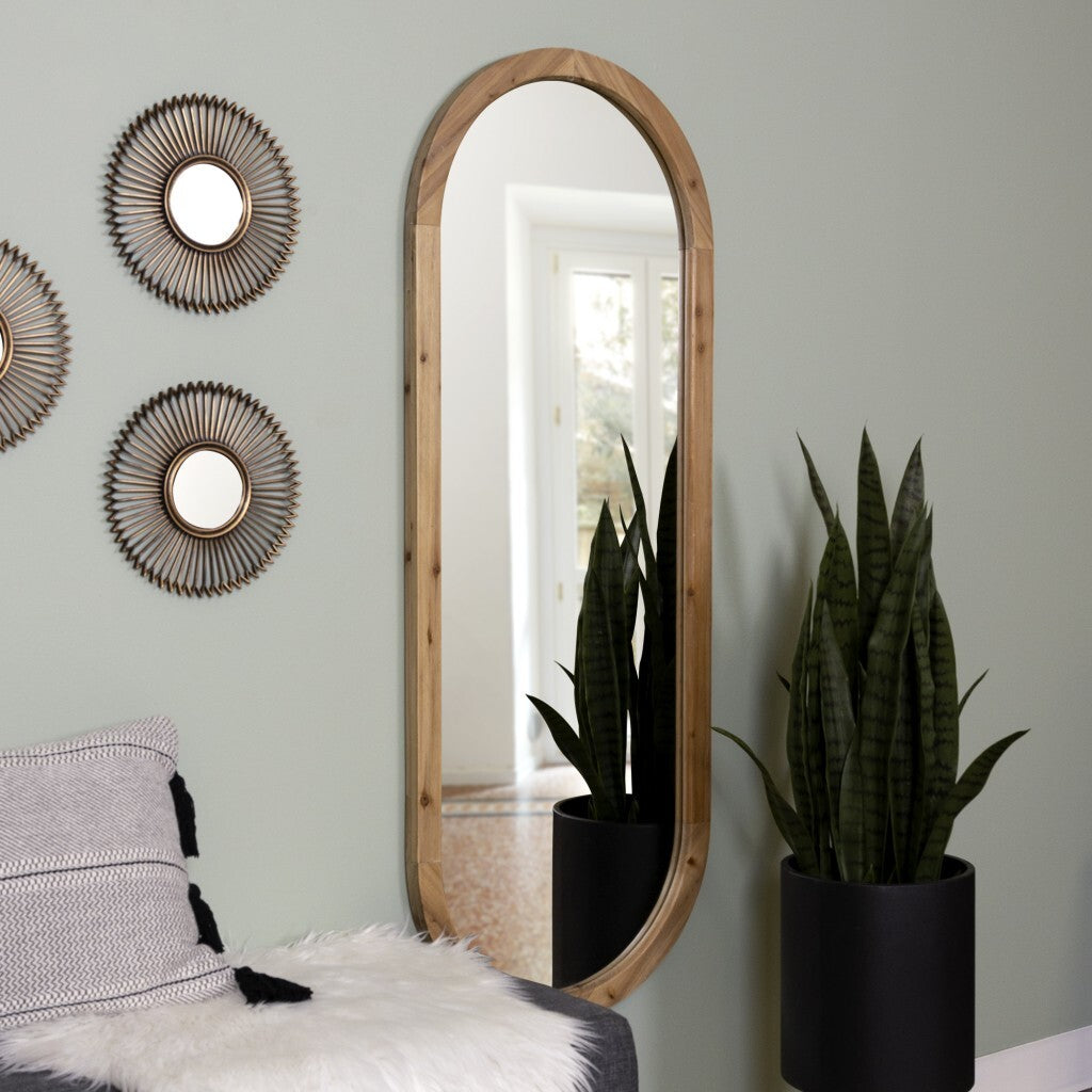 Oval Shaped Wooden Full Length Wall Mirror