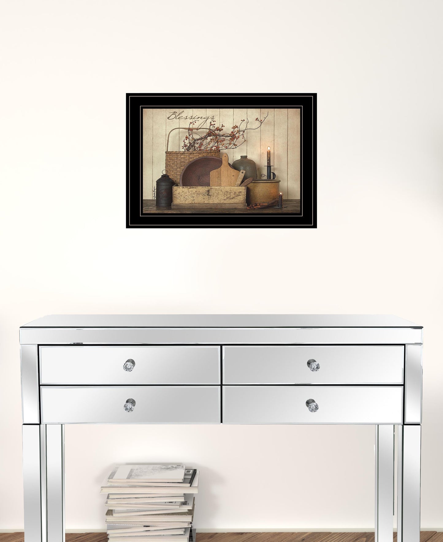 Set Of Two Candlelight and Flowers 2 Black Framed Print Wall Art