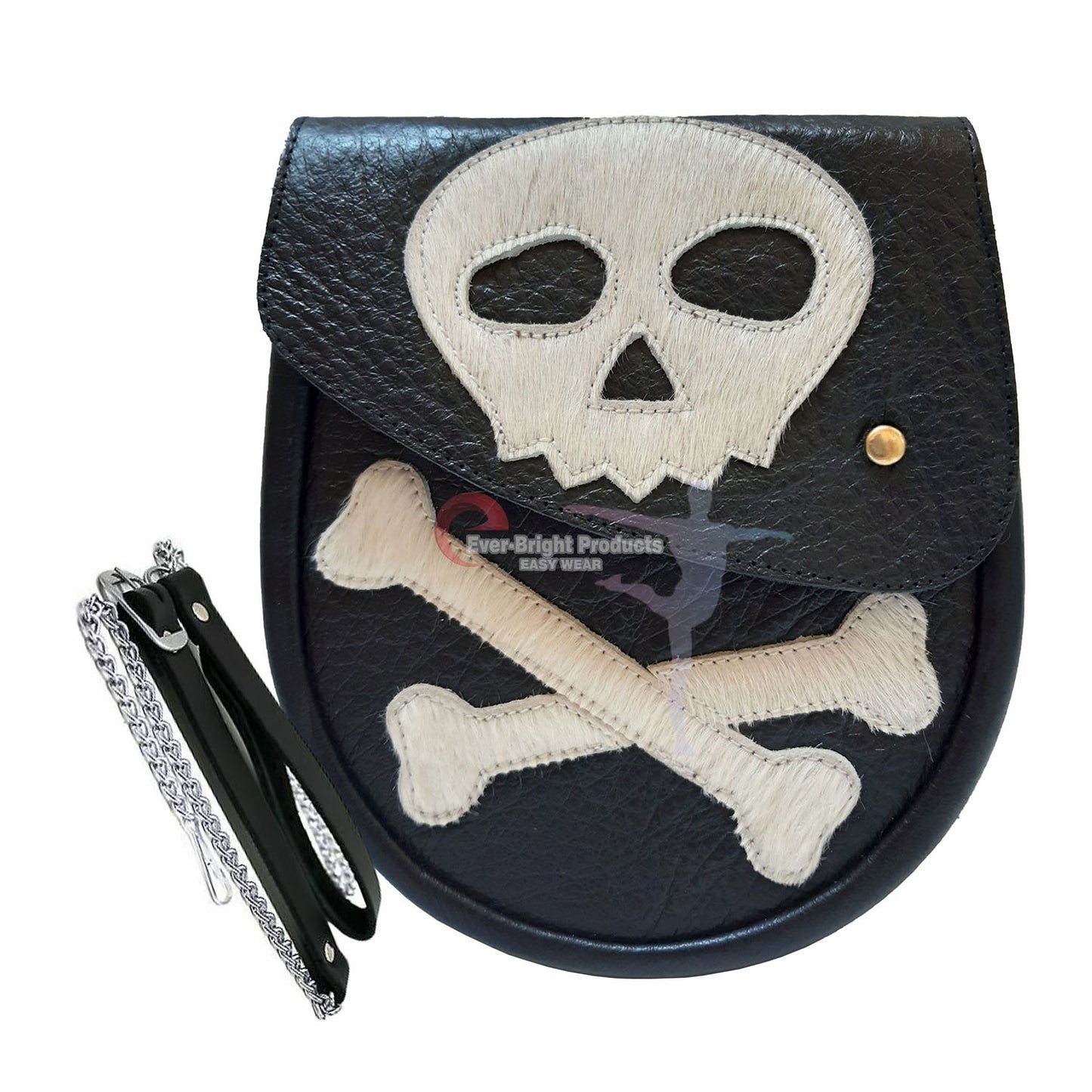 Scottish Kilt Semi Dress Sporran Genuine 100% Real Leather White SKULL Sporran.11