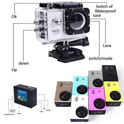 All PRO Action Sports Camera With 1080P HD And WiFi 18 PCS Of Accessory Included W2B