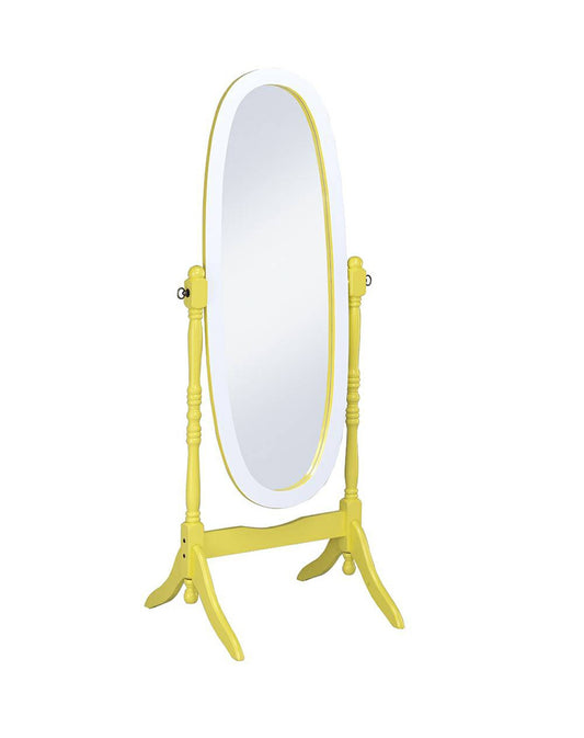 Yellow Oval Cheval Standing Solid Wood Mirror