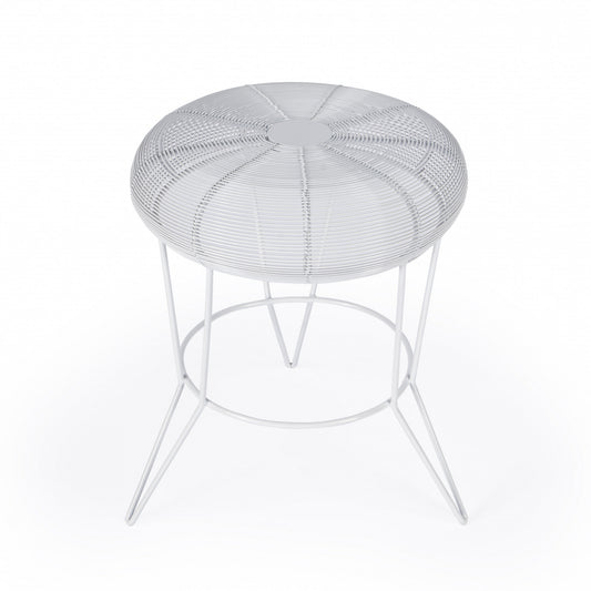 18" White Wire Round top End Table
