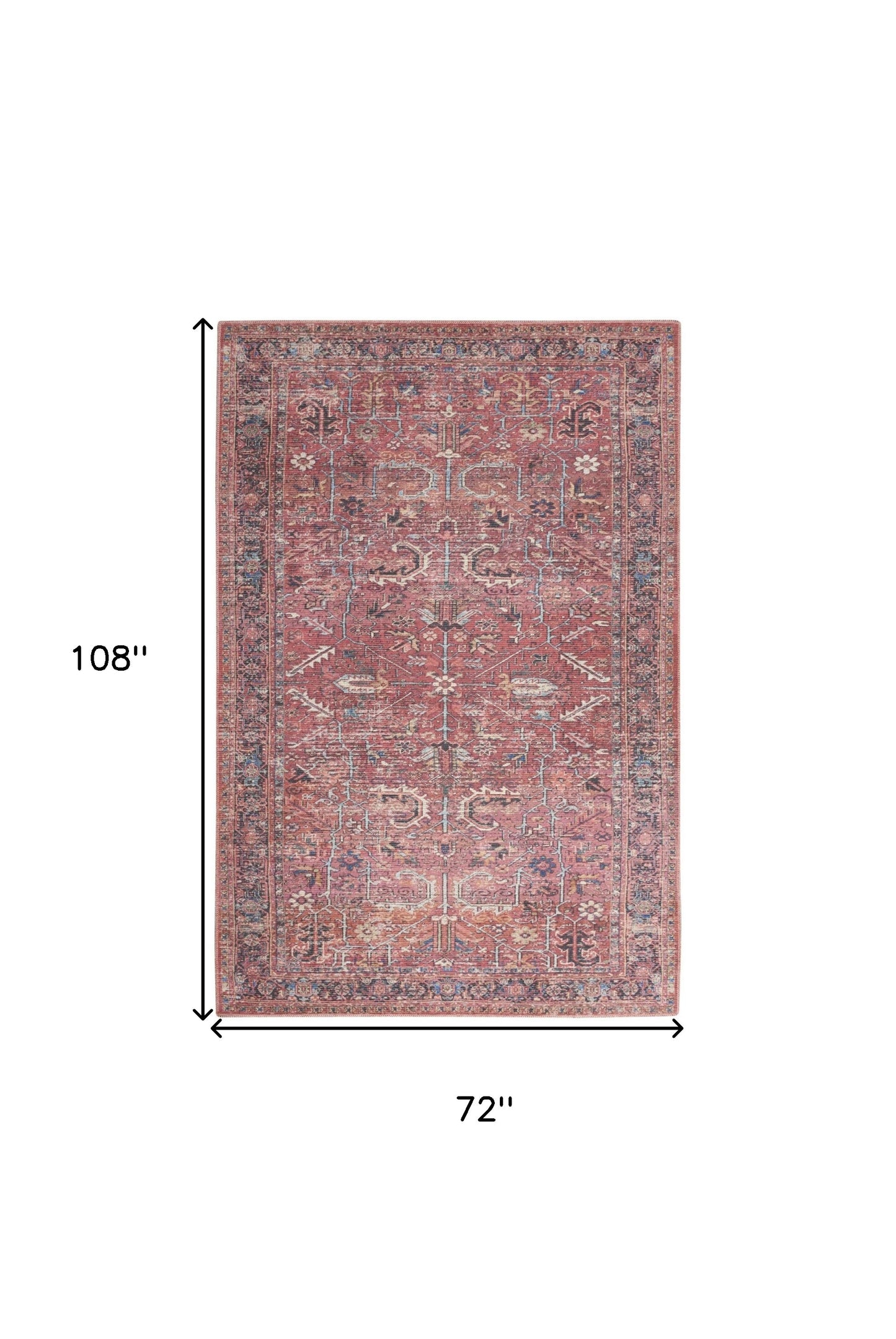 6' X 9' Brick Medallion Distressed Washable Area Rug