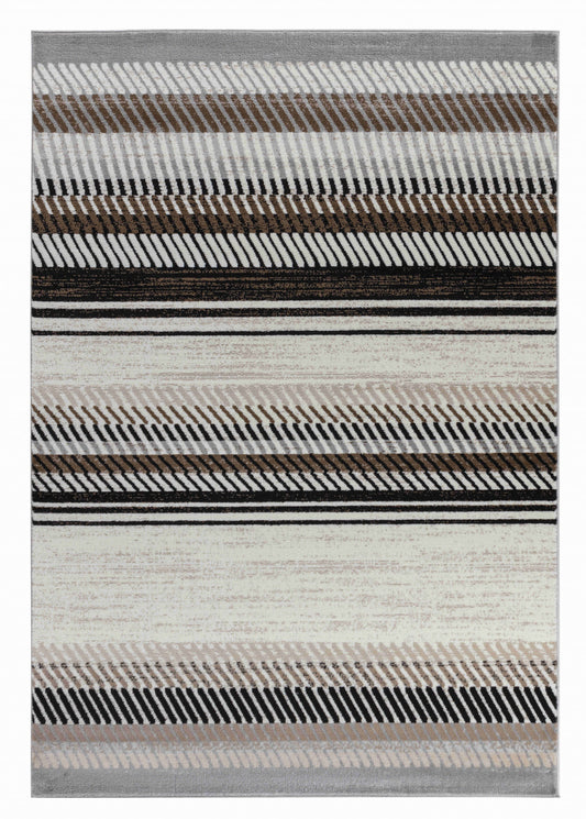 7' X 10' Beige Striped Area Rug